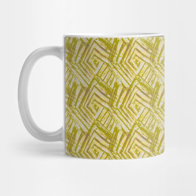 Woodblock geometric print yellow by Remotextiles